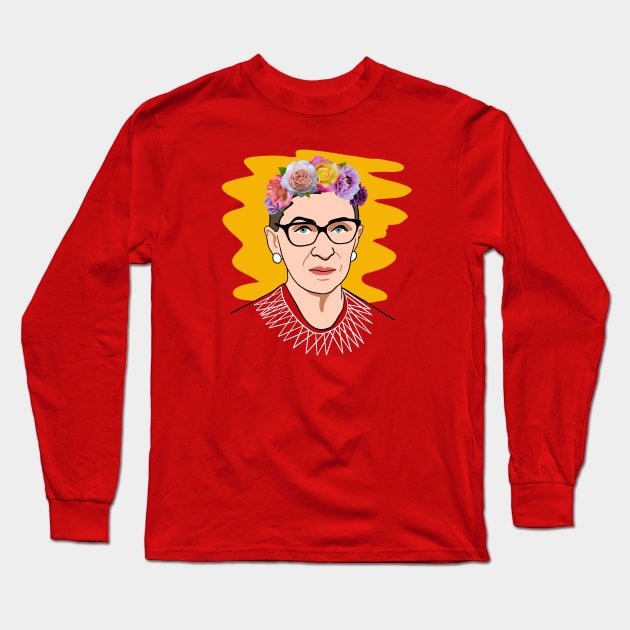 RBG - Ruth Bader Ginsburg Flower Crown Feminism Long Sleeve T-Shirt by isstgeschichte